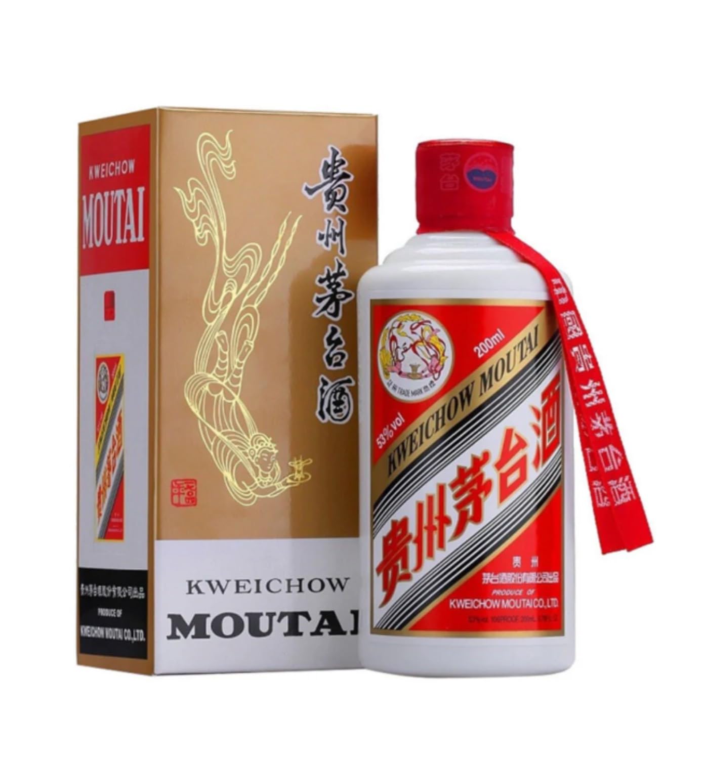 Kweichow Moutai 500ml 53% ギフトボックス付き Kweichow Moutai Feitian 53% 500ml - Livraison Gratuite France